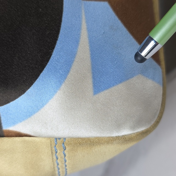 VINTAGE COACH #10113 HAMPTON TOTE BAG SCARF PRINT TAN BLUE BROWN SIGNATURE PURSE - Picture 15 of 17